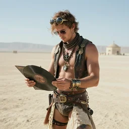 “Nick from Texas ripping a vinyl set in the California desert at burning man amidst a steampunk environment in the style of William Turner” , trending on art station, art, 4k, high detail, volumetric lighting