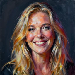 Patti Smith, smooth painting, art, detailed, colorful, smiling, beautiful hair, deep look, intense atmosphere