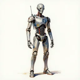 a oil / watercolor painting full body character portrait of a high noon android in the style of moebius in the style of leonard boyarsky trending on artstation deviantart pinterest detailed realistic hd 8 k high resolution