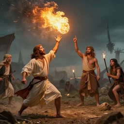 jesus throwing fireballs at infidels