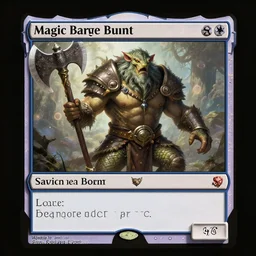 magic the gathering style card of savage brute human - rat - snake fantasy warrior beast holding a huge axe, concept art, beautiful illustration