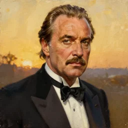 Painting of Jack Nicholson as Michael Corleone. Art by william adolphe bouguereau. During golden hour. Extremely detailed. Beautiful. 4K. Award winning.