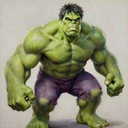 candid portrait of Hulk , painting by Andrew Hem
