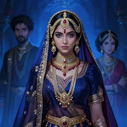 hindi woman wearing intricate hindu accessories and clothes by ilya kuvshinov and anna dittmann and studio ghibli and wlop and rossdraws, digital art, blue lighting, trending on artstation, anime arts, featured on pixiv, blue lighting, hd, 8 k, highly detailed, good lighting, beautiful, epic, masterpiece