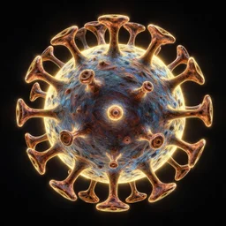 virus, religious art, angular impressionism, golden glowing outlines, metallic colors, fractals, deepdream, oxidized copper, led light, highly detailed and intricate, psychedelic, sharp focus,
