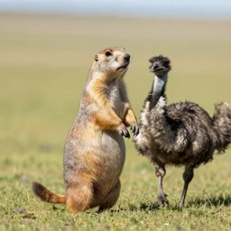 Prairie dog riding Emu into battle
