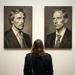a person being shunned by a crowd by simon stalenhag and norman rockwell and gil elvgren