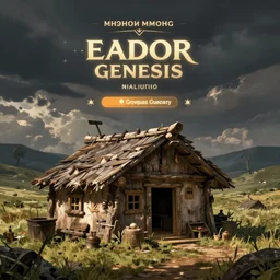 a hut, in concept art of main menu loading screen background. for russian mmorpg eador genesis. by a freelance artist, artstation, behance