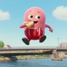 gumball watterson jumping off a bridge while eating kfc