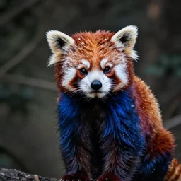 red panda with blue fur