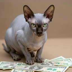 sphynx cat on money bill