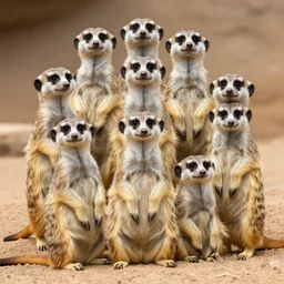 a group of drunk meerkats posing for the camera