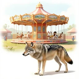 fair rides, petting zoo, wolf