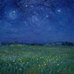 a field of stars, overhead, impressionist