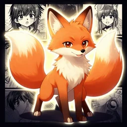 a detailed illustration of a cyberpunk anthropomorphic fox with a fluffy tail!!!, manga art, trending on furaffinity, cartoon, kawaii, backlighting