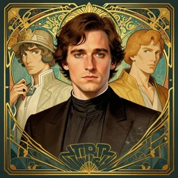 a portrait of elijah wood, art by thomas cooper gotch and patrick nagel and erte, star wars art deco, art nouveau