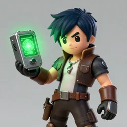 pokimane as a vault boy from fallout, pipboy art, highly detailed, green hologram