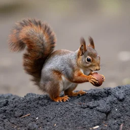 squirrel with nut in lava