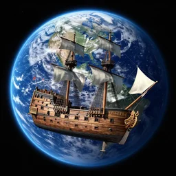 a pirate ship revolving in the orbit of the earth