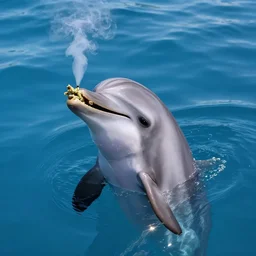 a dolphin smoking weed and getting high