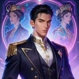 portrait futuristic male official, neon light, sci - fi and fantasy, intricate and very very beautiful and elegant, highly detailed, digital painting, artstation, concept art, smooth and sharp focus, illustration, art by tan zi and ayanamikodon and alphonse mucha and wlop