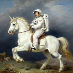 astronaut riding unicorn by george stubbs, tim shumate and hikari shimoda