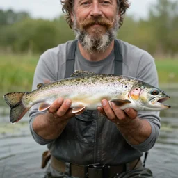 trout with a mustache and facial hair