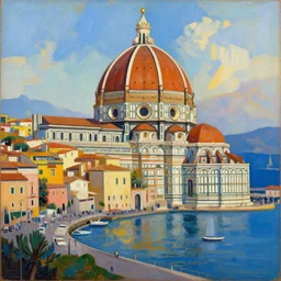 art modern painting of naples, venice, florence in the same image