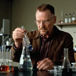 Walter White cooking meth in a lab
