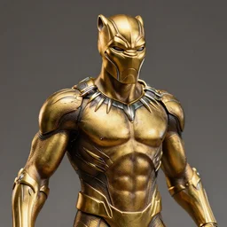 a close up photo of a detailed golden statue of Black Panther, epic, 8K,