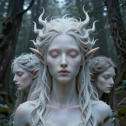 masterpiece ephemeral elven spirit in the woods portrait, by anastasiya dobrovolskaya, donato giancola, karol bak, tom bagshaw, face by artgerm and edmund leighton, background by james jean and noah bradley, majestic, volumetric lighting, porcelain skin, photorealistic, intricate, trending on artstation, 8 k