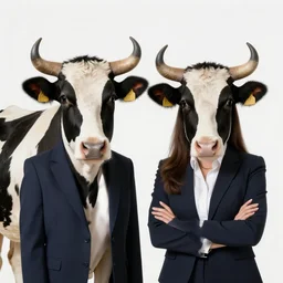 photo journal portrait of two modern day business dressed beautiful holstein minotaur friends are boarding an airliner airplane at airport having intellectual conversation giger sorayama trending artstation