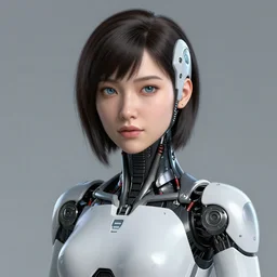 portrait of female android, artstation