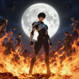 moonlight sonata fire storm, extremely detailed, sharp focus, wide view, full body shot, smooth, digital illustration, by james jean, by rossdraws, frank franzzeta, mcbess, sakimichan, brosmind, steve simpson, sci - fi tones