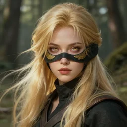 epic portrait, An ninja female without her mask, blonde flowing long hair, pretty face, glossy lips, glowing eyes, Blurred forest backround, digital painting, artstation, concept art, soft light, hdri, smooth, sharp focus, illustration, fantasy, intricate, elegant, highly detailed, D&D, matte painting, in the style of Greg Rutkowski and Alphonse Mucha and artemisia, 8k, highly detailed, jurgens, rutkowski, bouguereau, pastoral, rustic, georgic