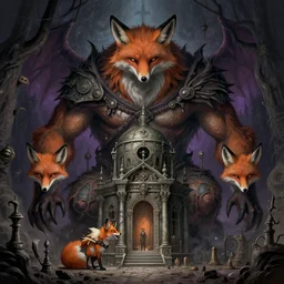 illustration of giant, magic monster, osr dungeon, tomb of horror, illustration, fox style, high detail, high resolution