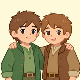 merry and pippin, cartoon portrait,