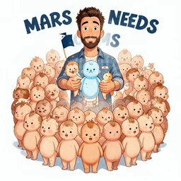 mort carvello illustration of mars needs moms one thousand babies