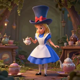 an insanely intricate detailed beautifull 3 d render of alice in wonderland tea with mad hat, unreal engine, octane render, redshift, 8 k resolution, cell shaded rendering, soft dramatic lighting, cinematic, subsurface scattering, anti aliashing, by disney