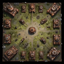 top down overhead bird's eye view!!! | | digital painted rusted dieselpunk tank virtual tabletop asset pack, over 1 0 0 assets!, dungeondraft, roll 2 0, 2 - minute tabletop, battle map prop, black background, unity asset store, by greg rutkowski, trending on artstation