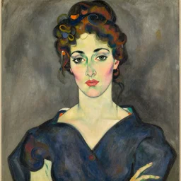 matchbox vintage illustration of a woman, muted colors, egon schiele