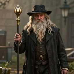 Film still of Professor Dumbledore, from Red Dead Redemption 2 (2018 video game)