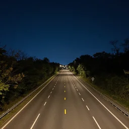 a single long highway at night
