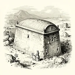ancient civilizations tomb, new world discovery, ink sketch by spainish explorer