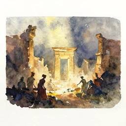 small centered on watercolor paper, paint brush strokes, abstract watercolor painting of ancient civilization, foreign mythology, cinematic light, american romanticism by hans dahl, by jesper ejsing, by anders zorn, by greg rutkowski, by greg manchess, by tyler edlin