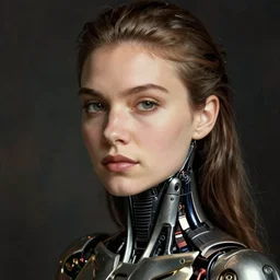 extremely detailed, intricate photorealistic portrait of beautiful female android, art by steven meisel