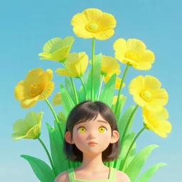 Cellophane flowers of yellow and green Towering over your head Look for the girl with the sun in her eyes, octane render, psychedelic,4K,
