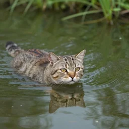 cat swimming in swamp, nokia cell phone photo