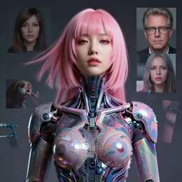 portrait of a beautiful asian woman with pink hair as a cyberpunk cyborg, sci - fi, missing panels, intricate abstract upper body intricate artwork, by tooth wu, wlop, beeple, dan mumford. concept art, octane render, deviantart, greg rutkowski, cinematic, key art, hyperrealism, iridescent accents, portrait photograph, nikon 3 5 mm, photograph by annie leibovitz and steve mccurry