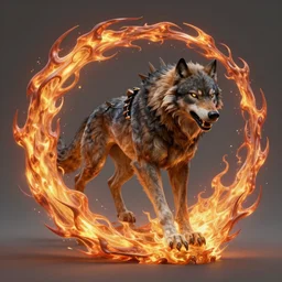 giant warrior wolf in a vortex of flame, 8 k resolution matte fantasy painting, cinematic lighting, deviantart artstation, jason felix steve argyle tyler jacobson peter mohrbacher